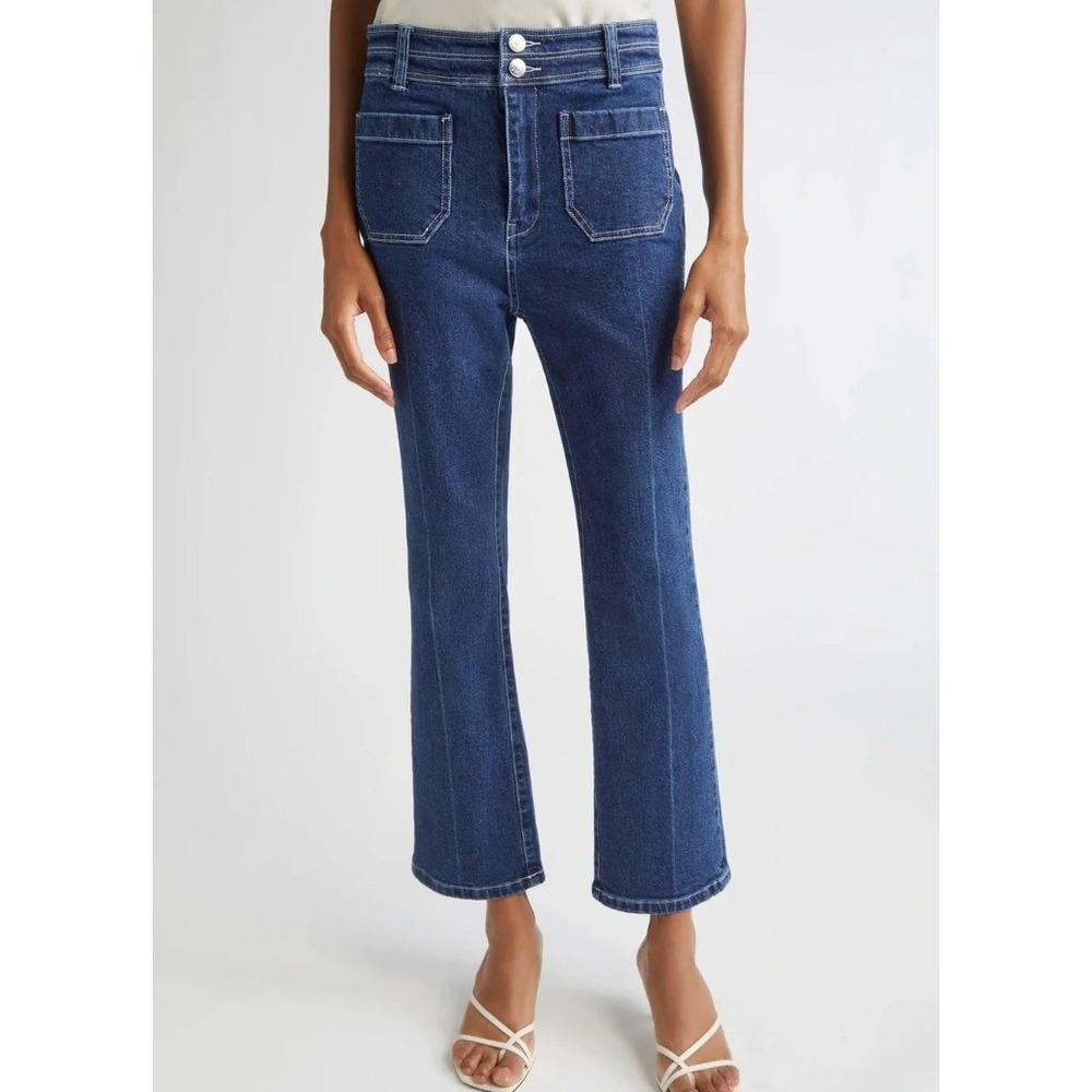 CINQ A SEPT Ocean Blue Wide Leg Kick Flare Ankle Jeans